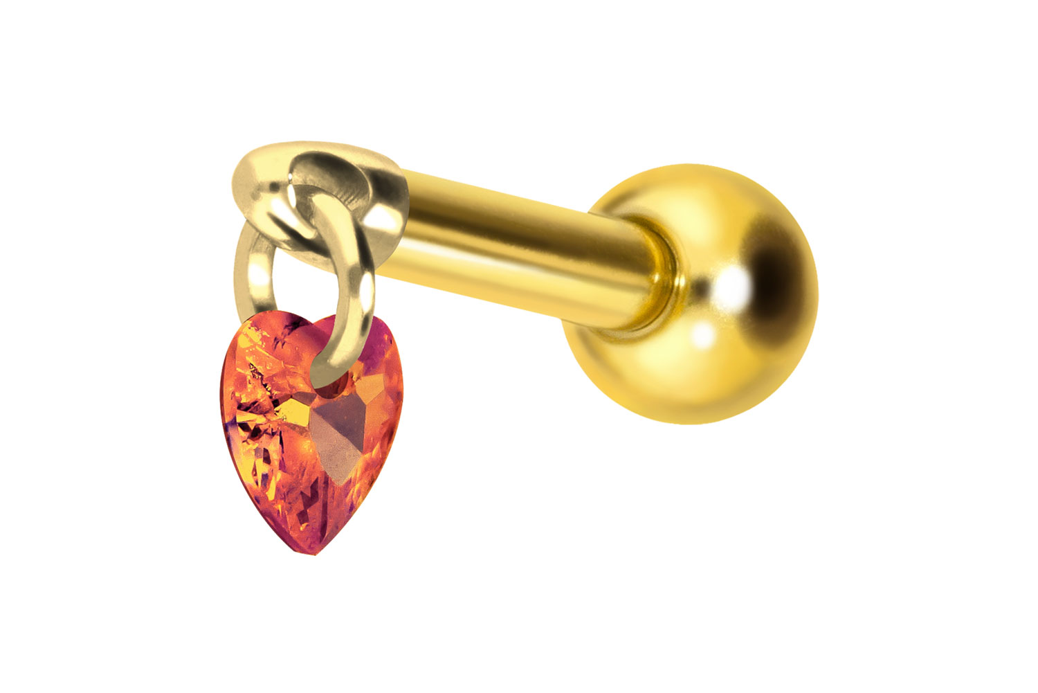 Titan Ohrpiercing mit Innengewinde KRISTALLHERZ